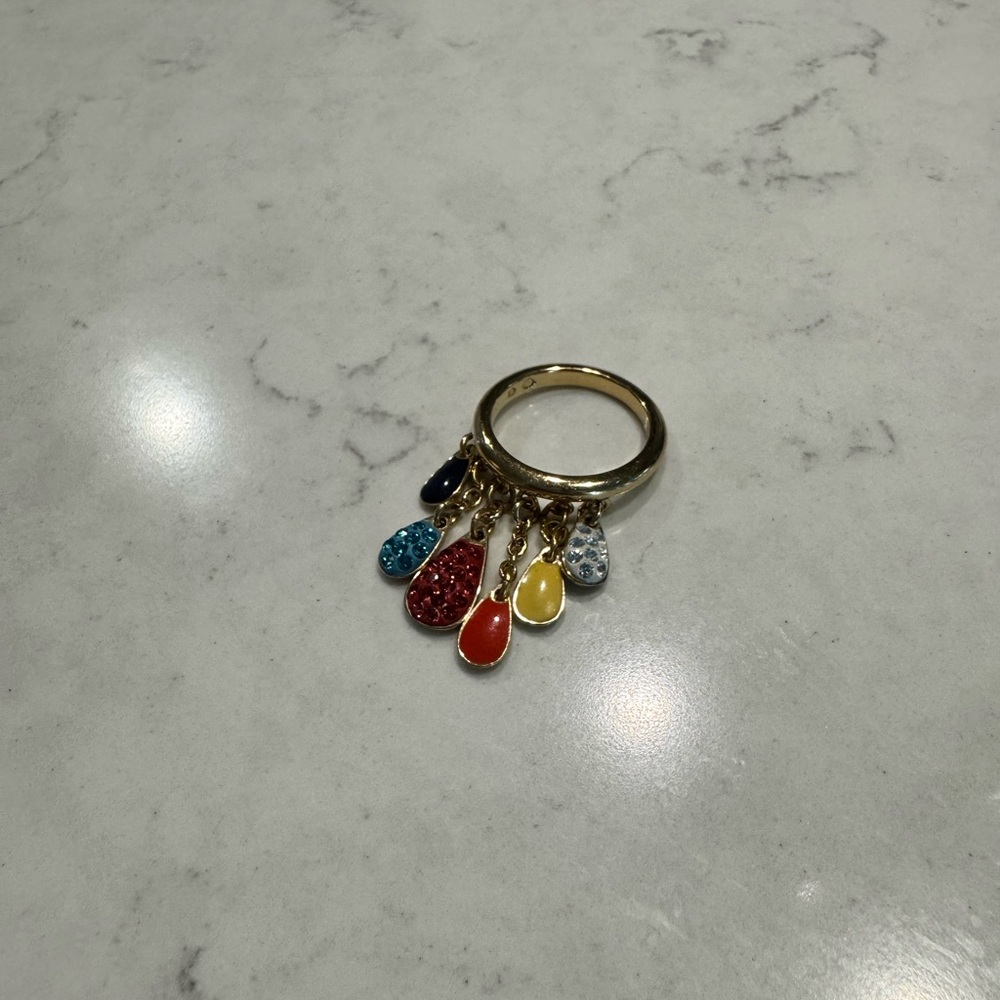 Swarovski Multicolor Teardrop Charm Ring